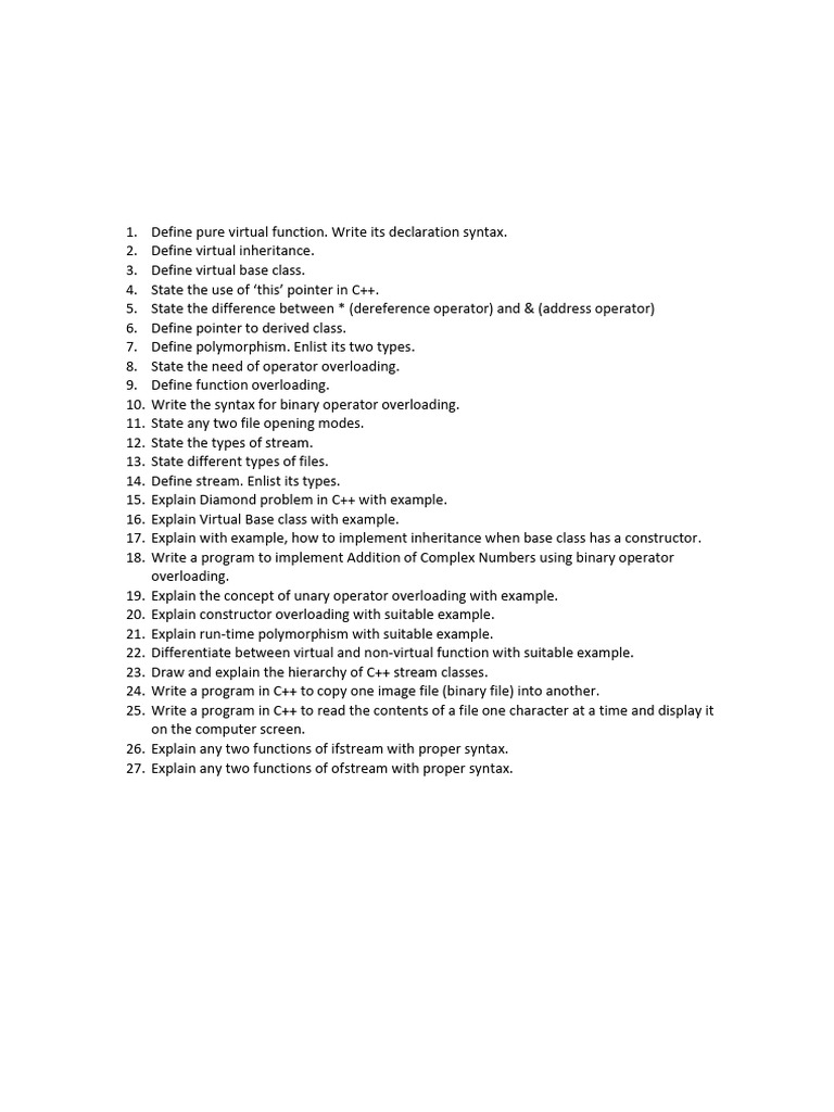 OOP Unit Test 2 Question Bank | PDF