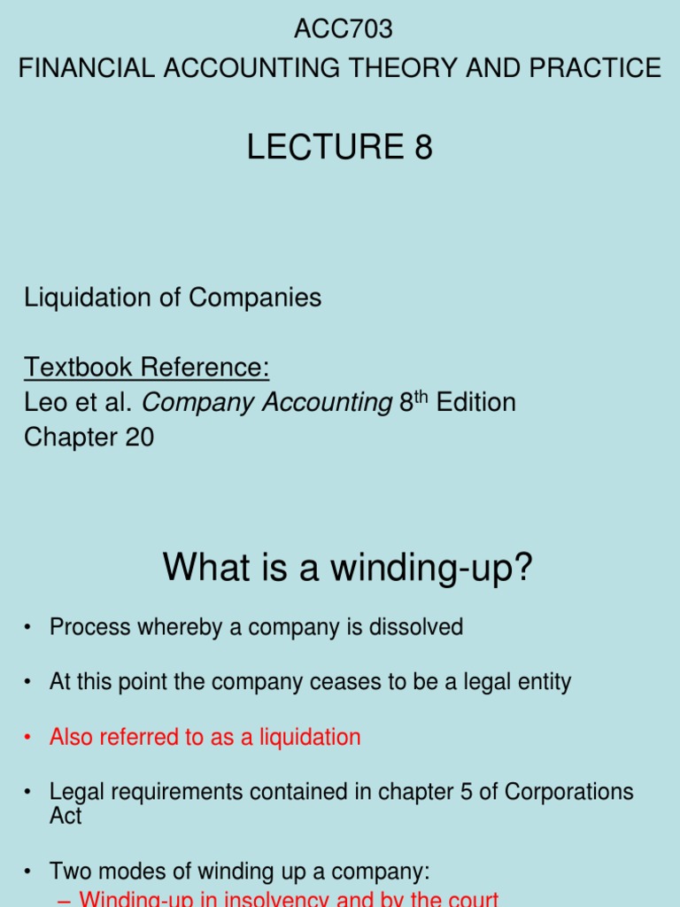Company Winding-Up Process Guide | PDF | Liquidation | Debits And Credits
