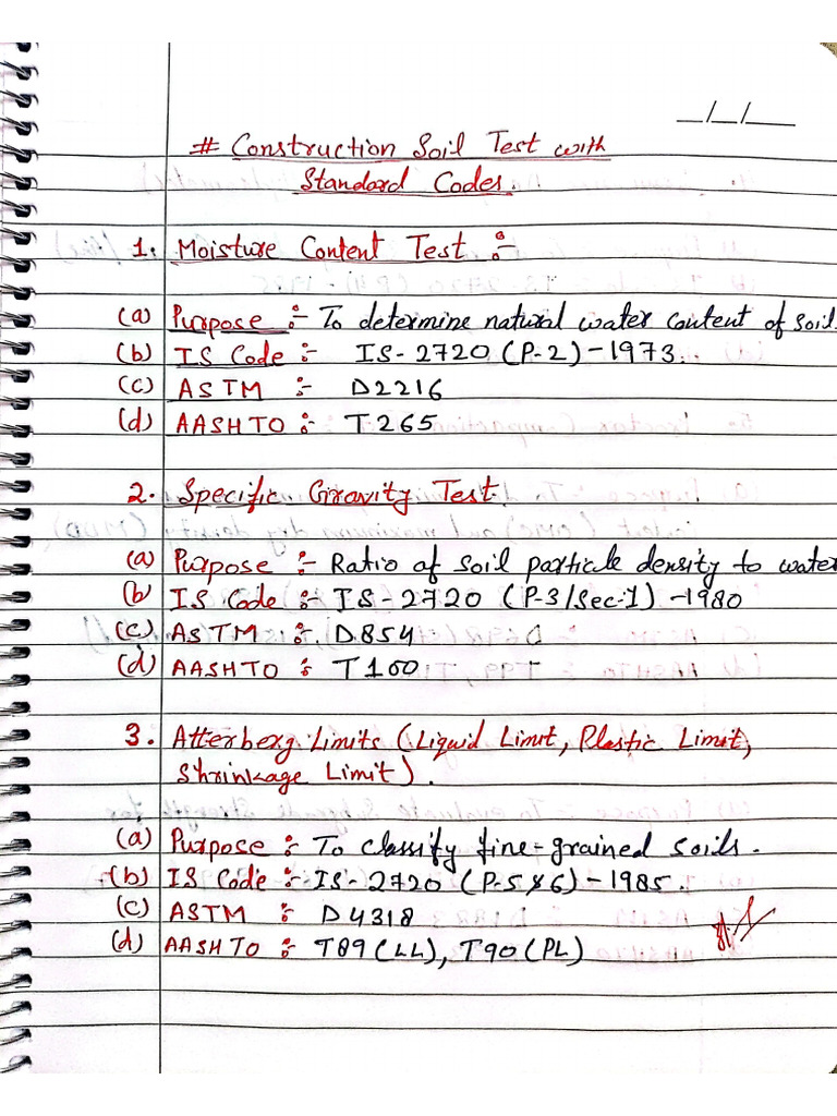 Construction Soil Test With Standard Codes | PDF