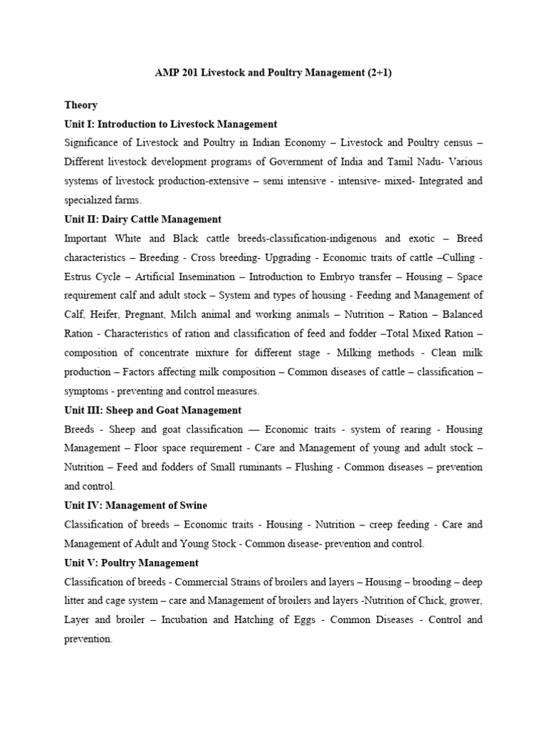 Livestock and Poultry Management Course | PDF | Cattle | Dairy Cattle