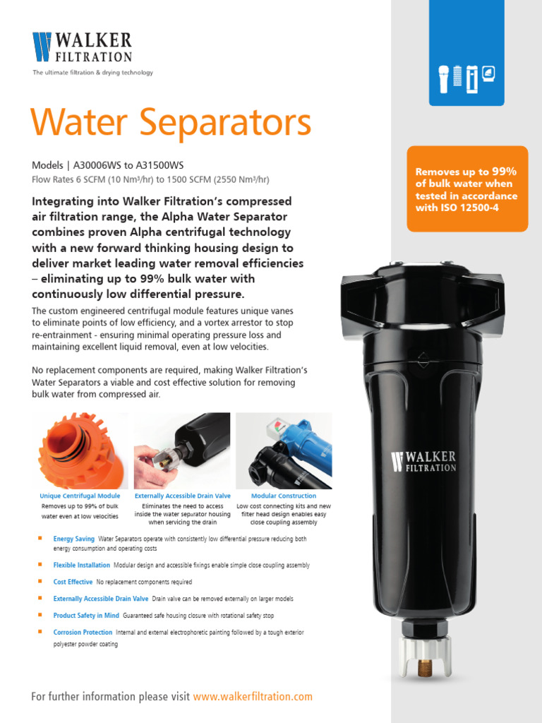 Walker Filtration Water Separators Guide | PDF | Filtration ...