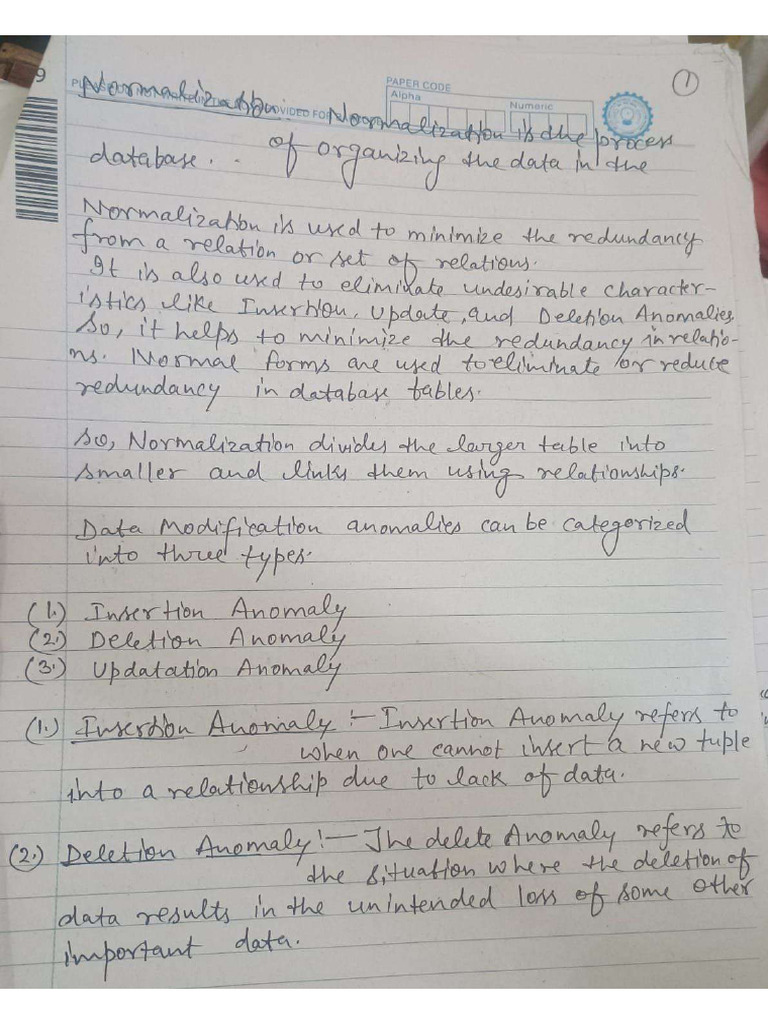 Normalization Notes | PDF