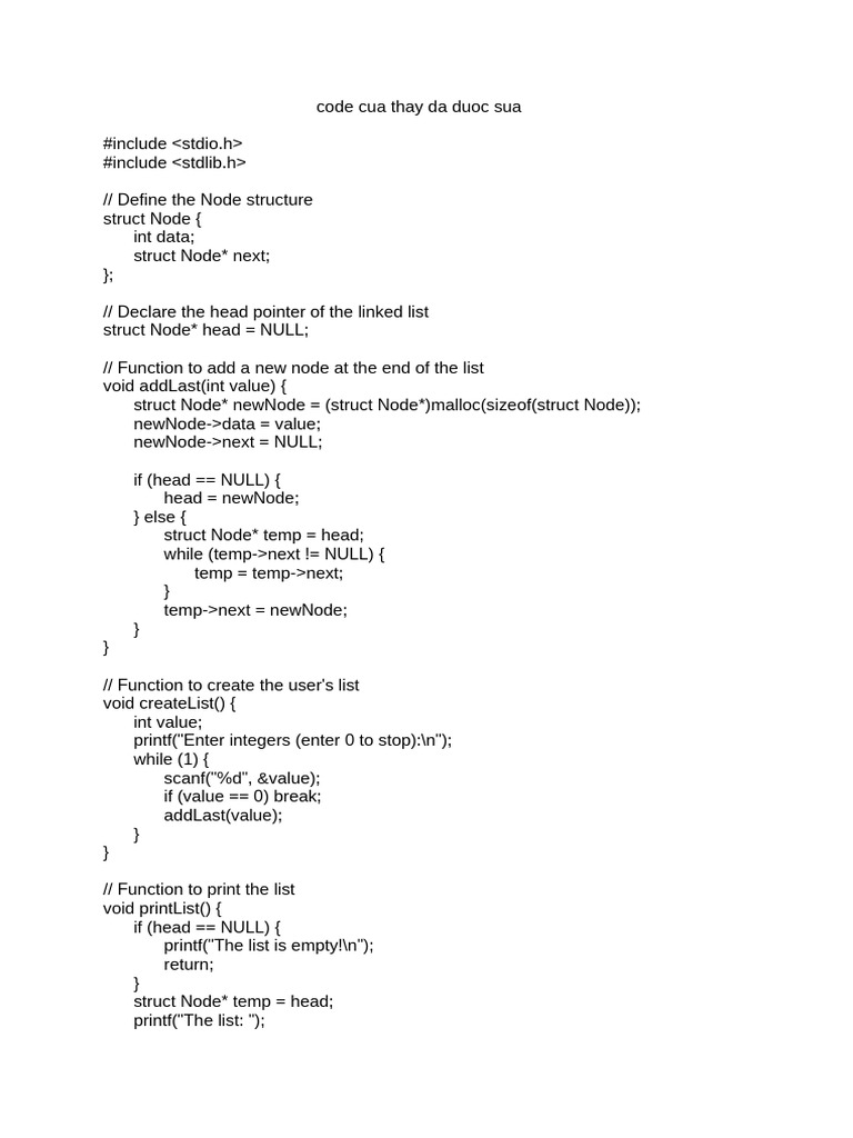 Linked List Management in C | PDF | Pointer (Computer Programming ...