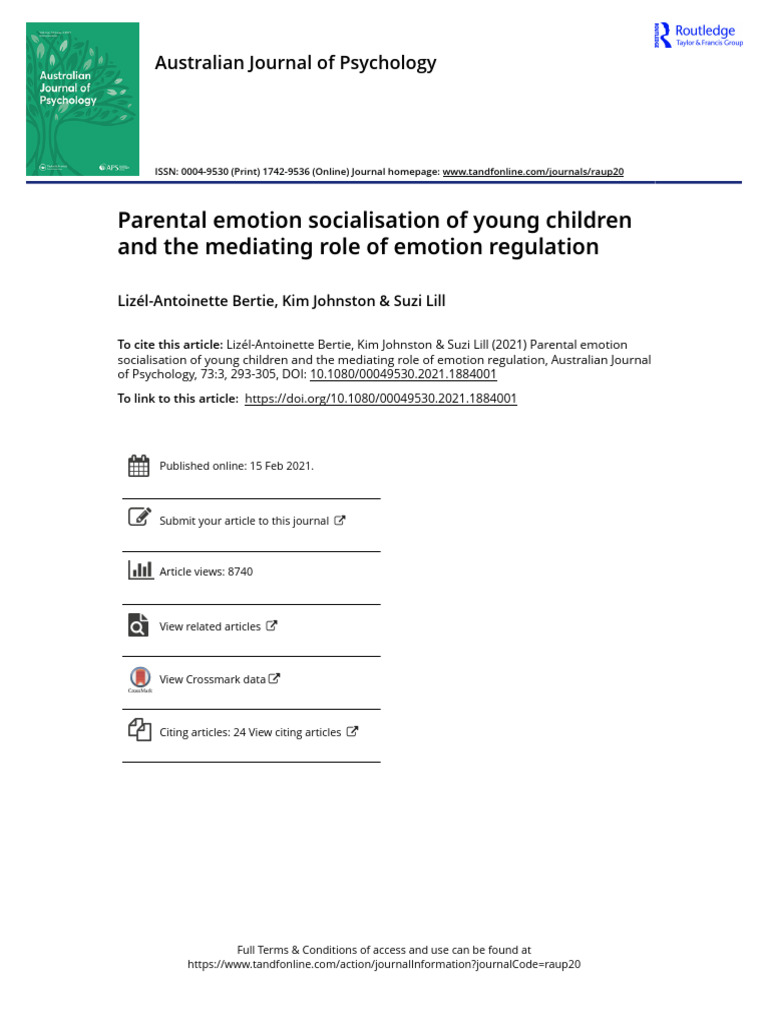 Parental Emotion Socialisation of Young Children and The Mediating Role ...