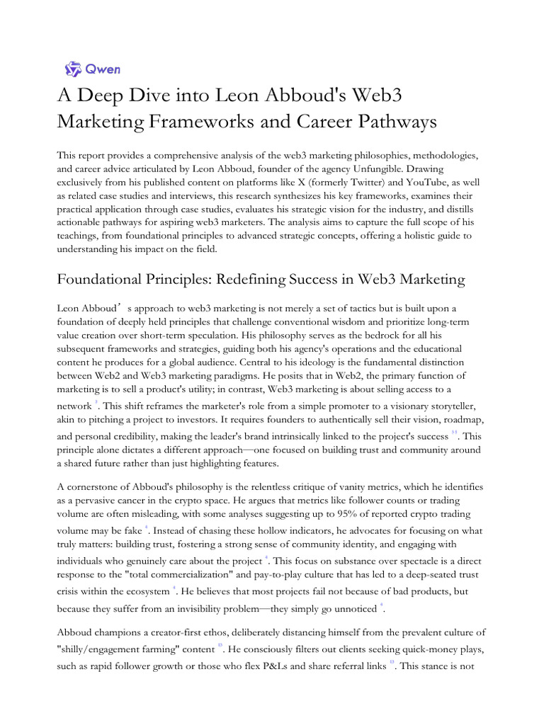 Abboud's Web3 Marketing Frameworks | PDF | Marketing | Brand