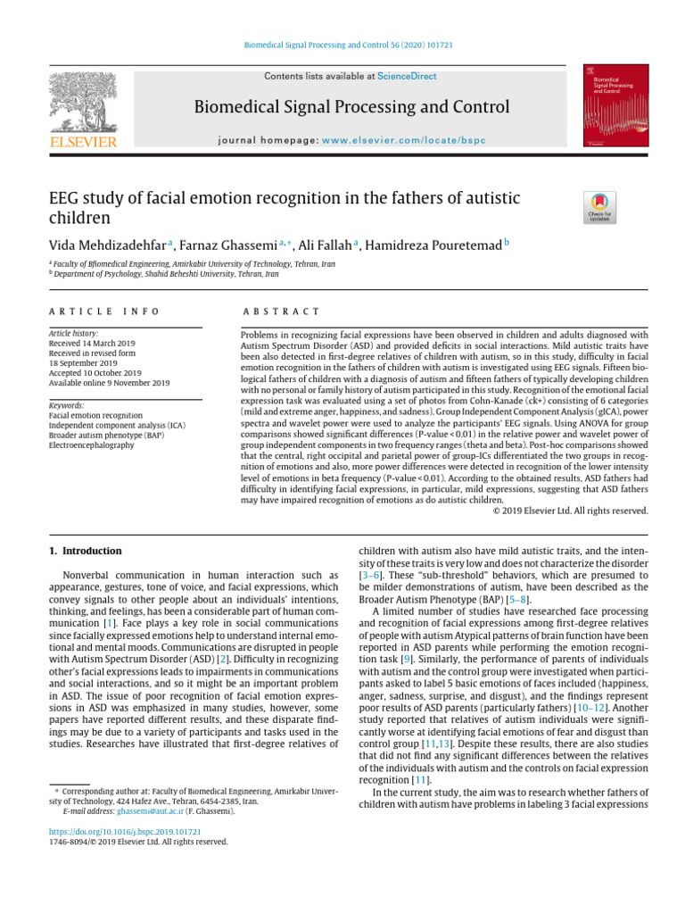 EEG Analysis of Emotion Recognition in ASD Fathers | PDF | Autism ...