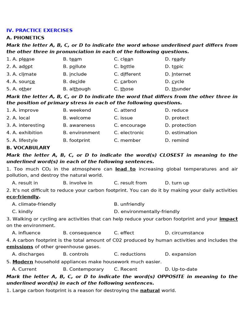 Phonetics and Vocabulary Practice Exercises | PDF | Recycling | Washing ...