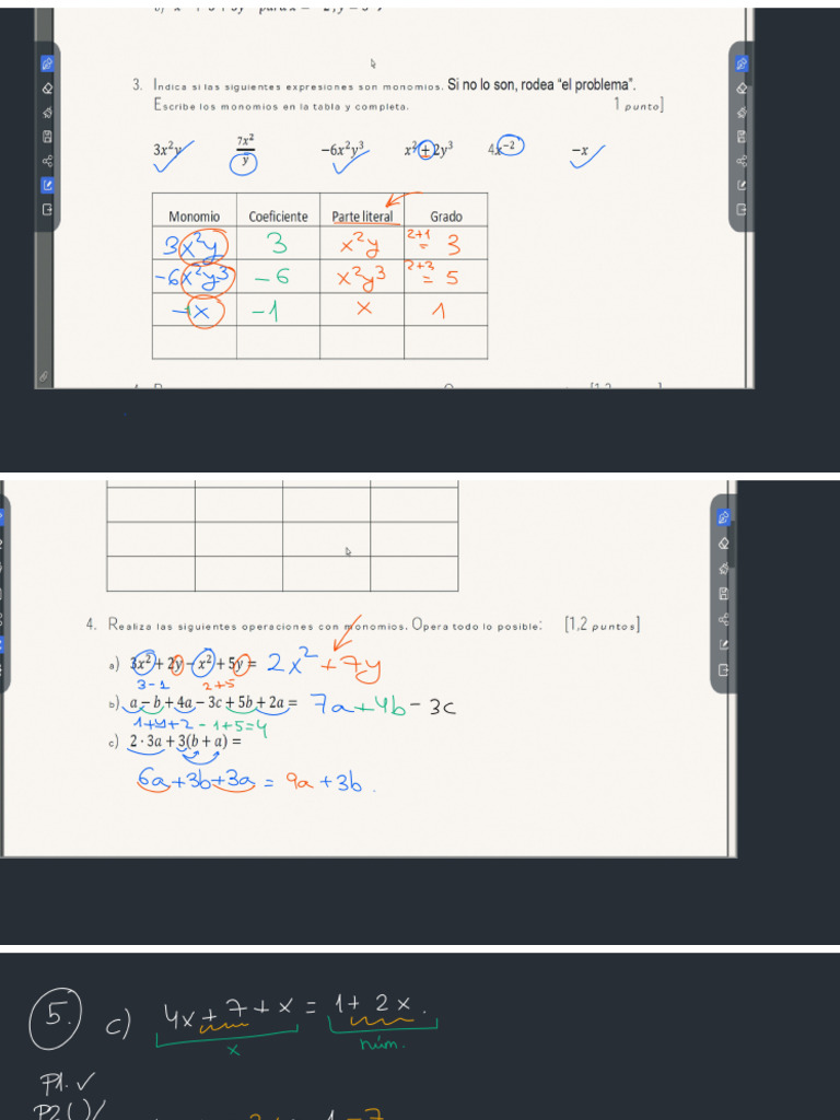 1ESO Ev3 Ex1 Álgebra Corregido Parte2 | PDF