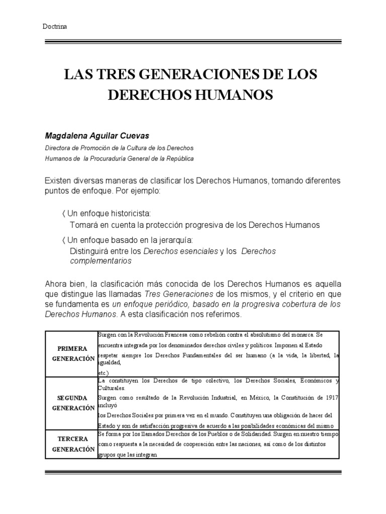 La Tres Generaciones de Los Derechos Humanos | PDF | Derechos ...