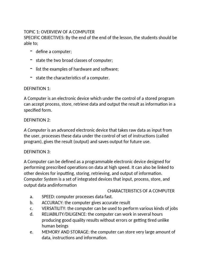 Computer Basics: Definitions & Functions | PDF | Booting | Computer ...