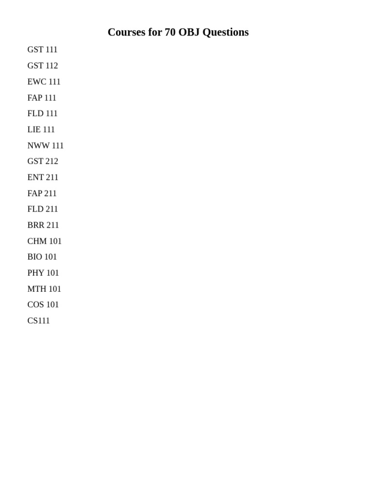 70 OBJ Questions | PDF