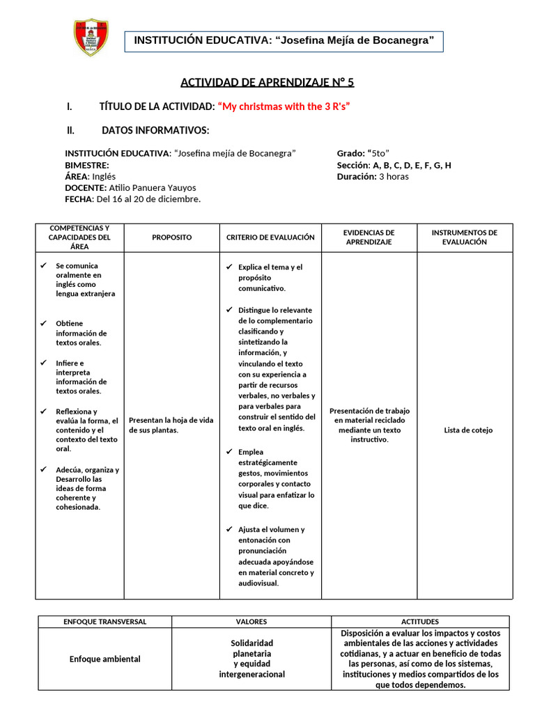 LESSON PLAN ("Demonstrating The Use of The 3 R'S") | PDF | Residuos ...