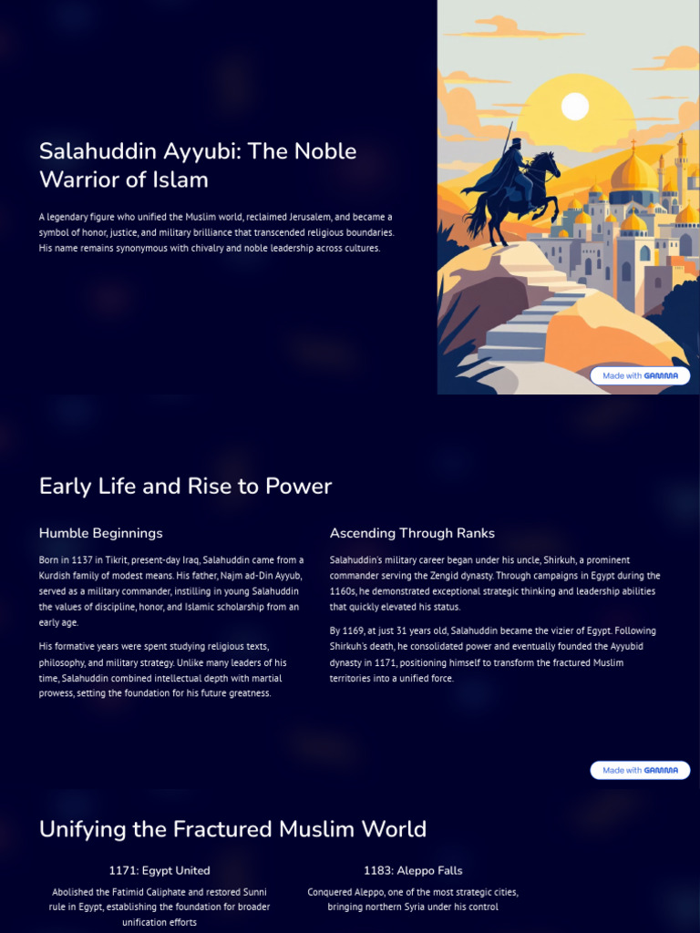 Salahuddin Ayyubi: Legacy of Unity and Justice | PDF | Crusades | Saladin