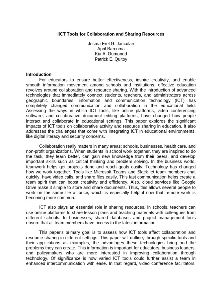 ICT Tools for Collaborative Education | PDF | Educational Technology ...
