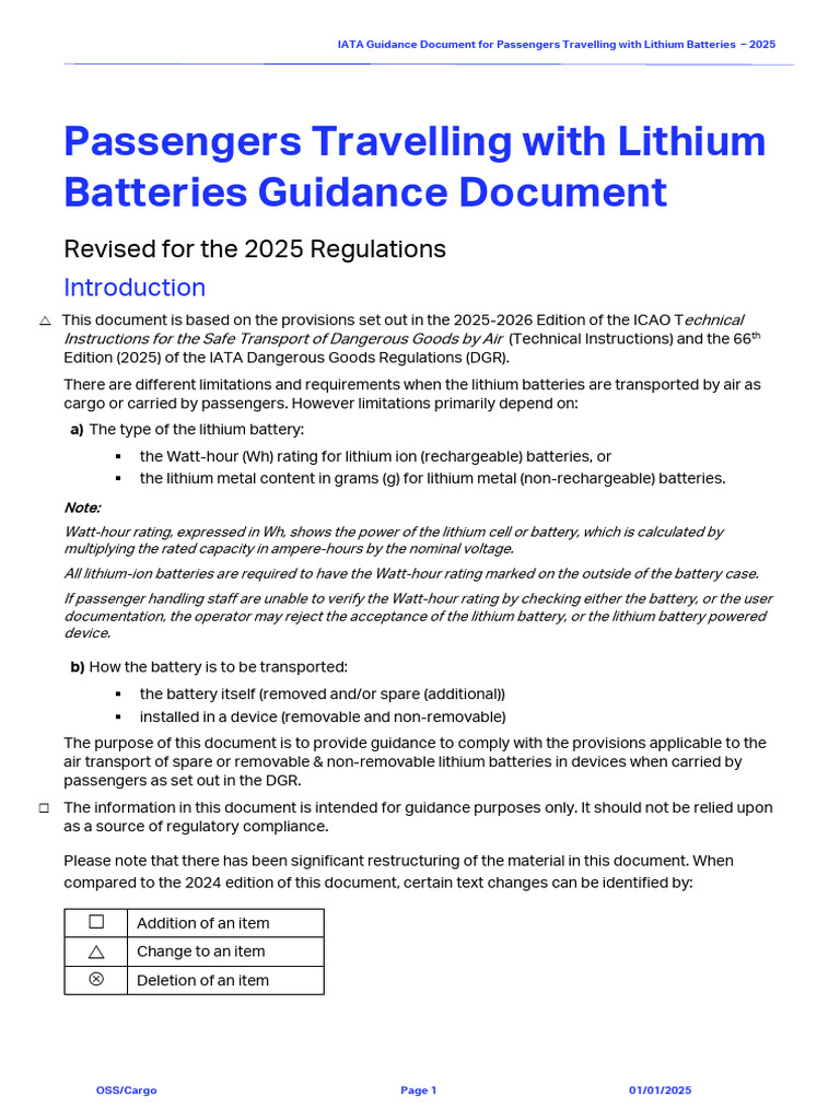 IATA Lithium Battery Travel Guidelines 2025 | PDF | Lithium Ion Battery ...