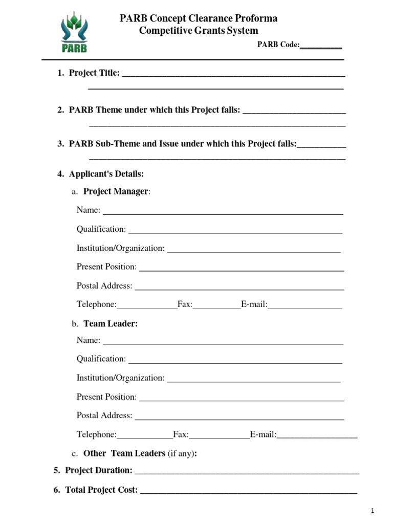 PARB Project Proposal Template | PDF