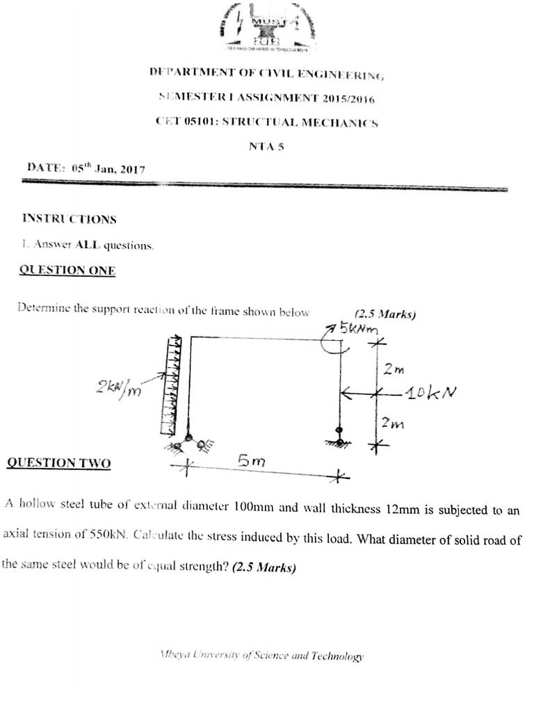 Structural Mechanics Assignment | PDF