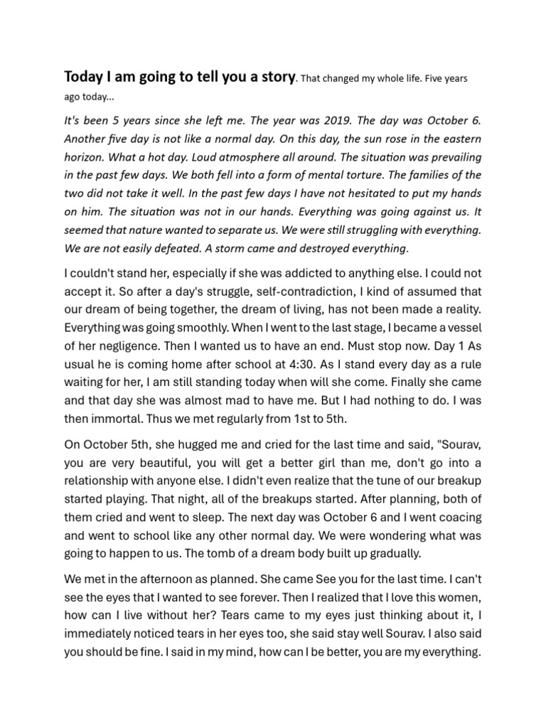 Today I Am Going To Tell You A Story | PDF
