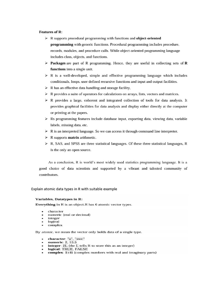 R Language: Atomic Data Types & Vectors | PDF
