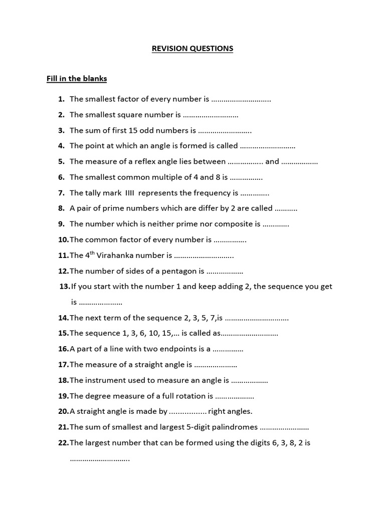 Math Revision Questions and Answers | PDF | Prime Number | Discrete ...