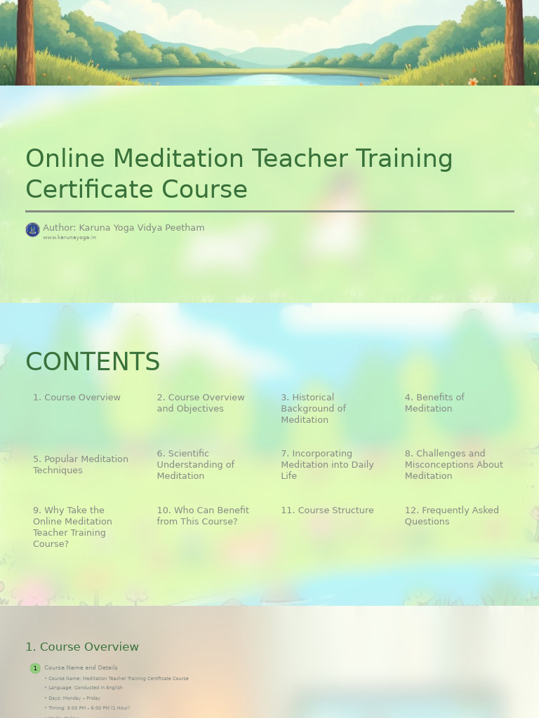 Online Meditation Teacher Training Course | PDF | Meditation ...