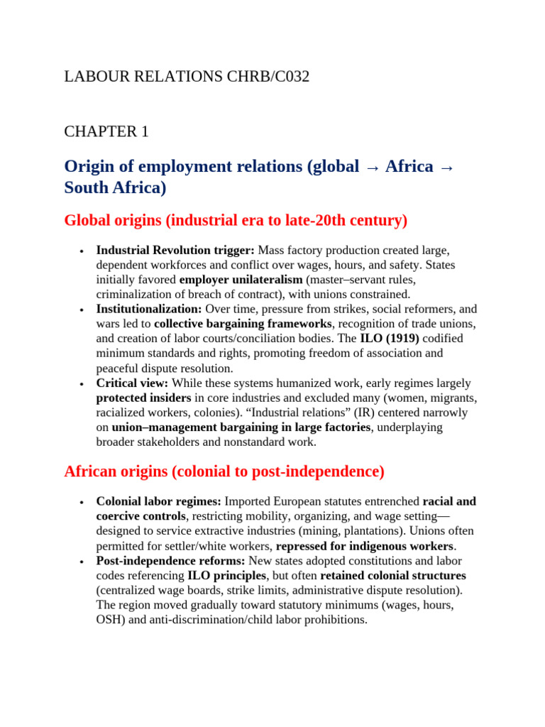 Evolution of Employment Relations in Africa | PDF | Employment | Labour Law