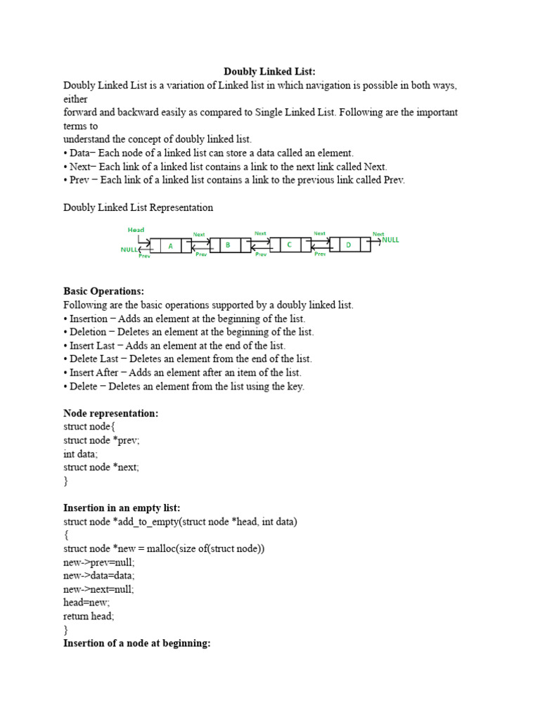 Circular Doubly Linked List Operations | PDF | Pointer (Computer ...