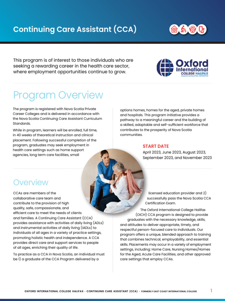 Nova Scotia CCA Program Overview | PDF | Medicine | Medical Specialties