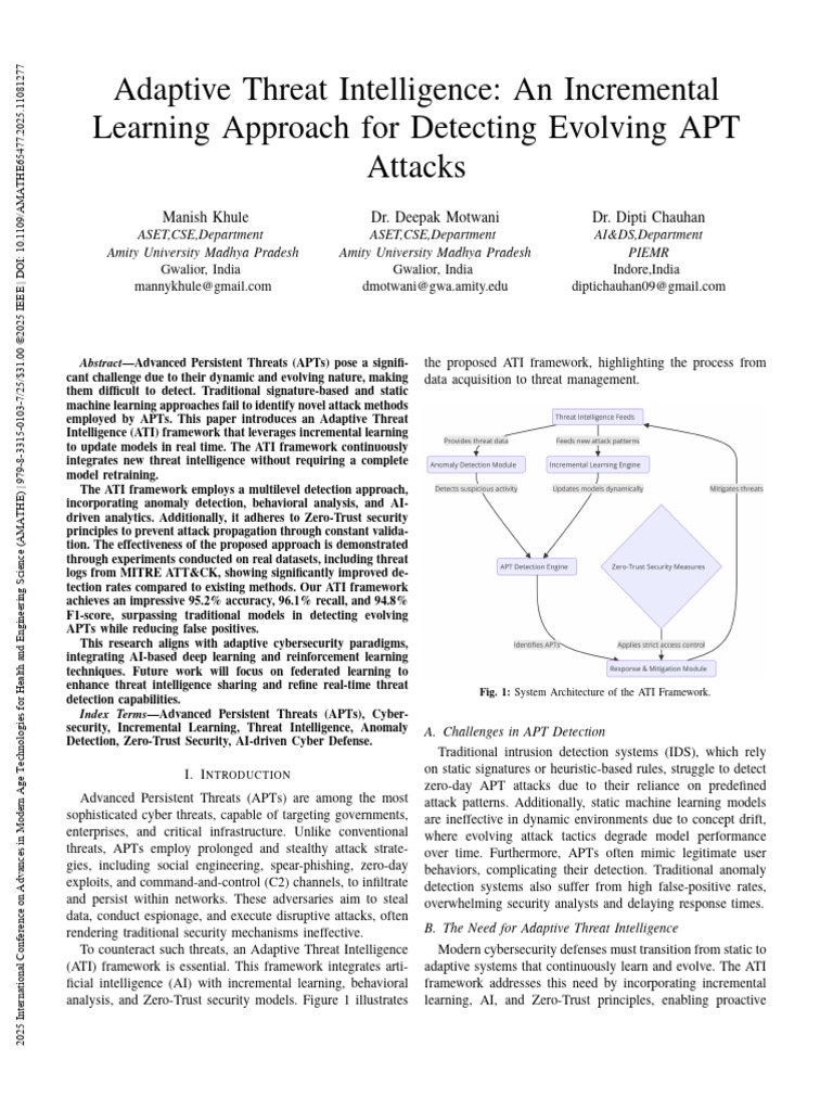 Adaptive Threat Intelligence for APT Detection | PDF | Machine Learning ...