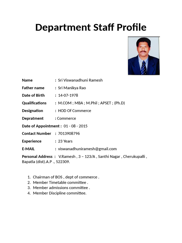 Department Staff Profiles | PDF