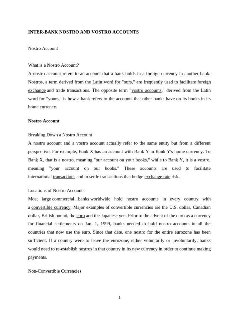 Understanding Nostro and Vostro Accounts | PDF | Banks | Foreign ...