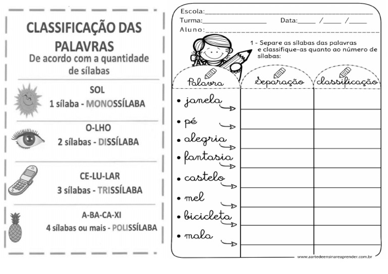 Classificação Quando Ao Número de Sílabas 28 Cópias | PDF