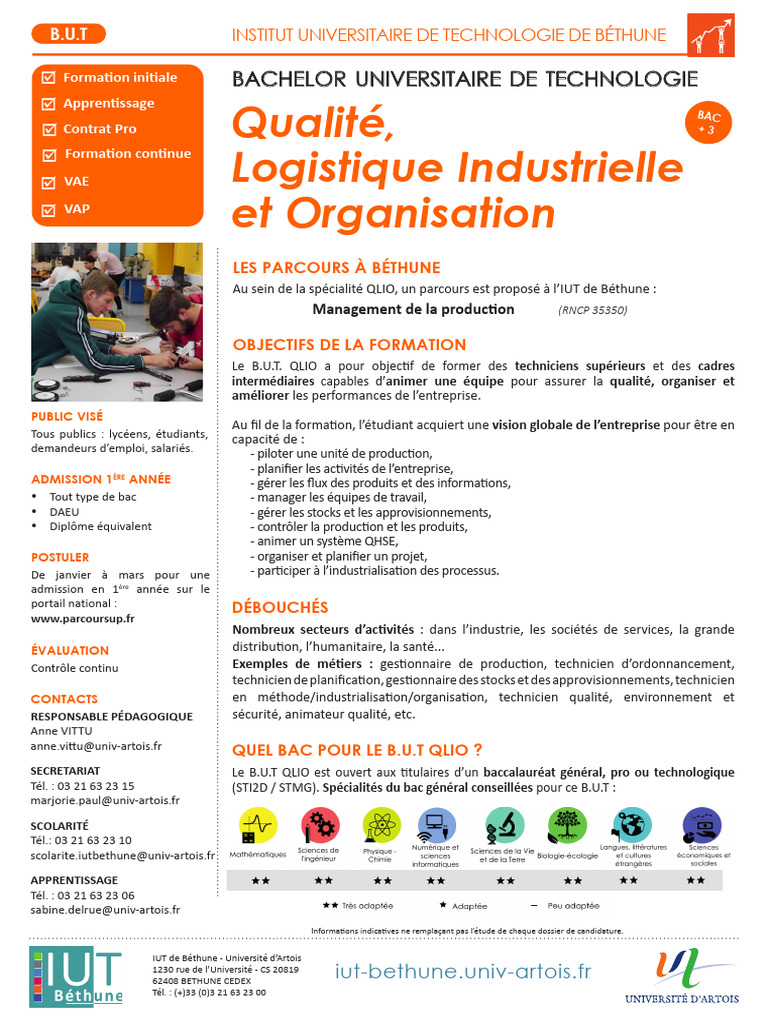 Admission B.U.T QLIO à Béthune | PDF | Logistique | Business