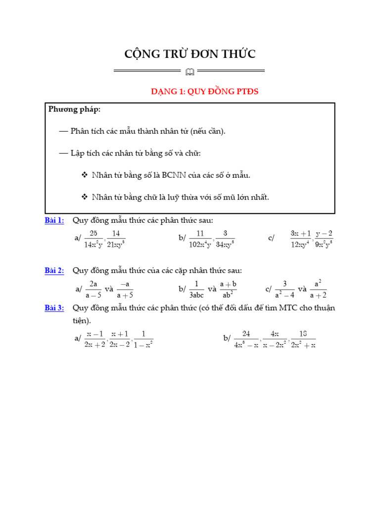 C NG TR Và Nhân Chia Phân TH C | PDF