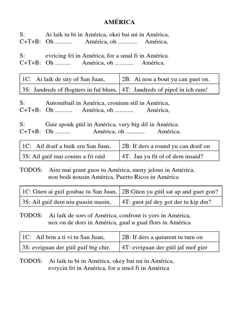 America Letra | PDF