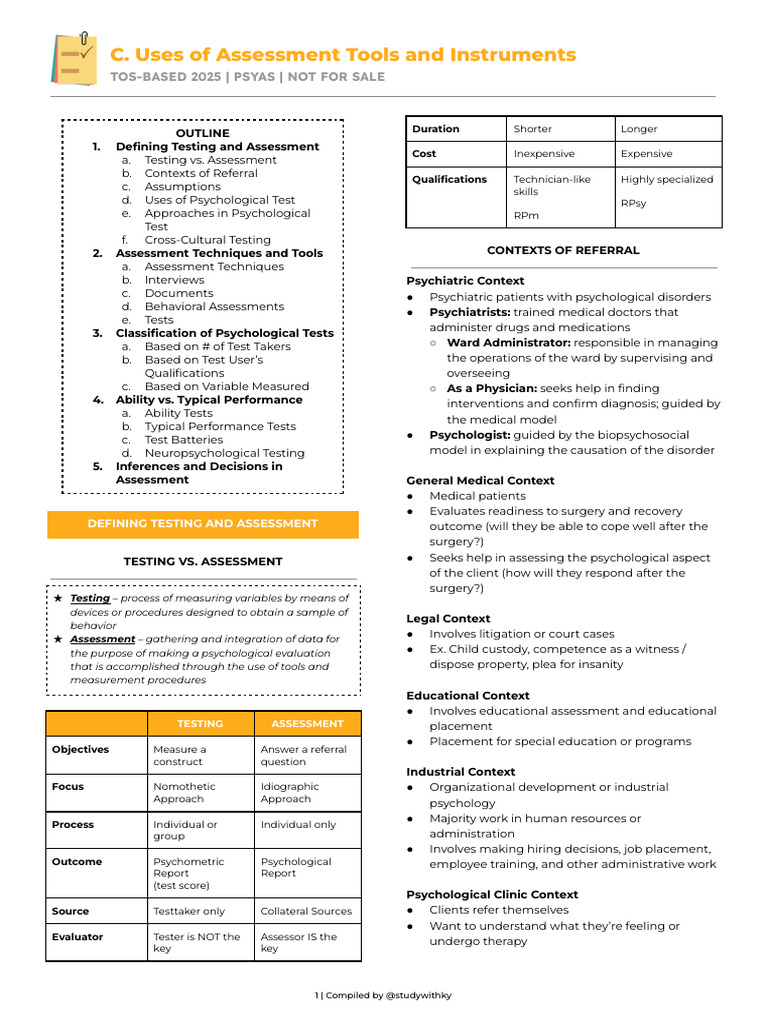 Assessment Tools in Psychology Explained | PDF | Psychometrics | Psychology