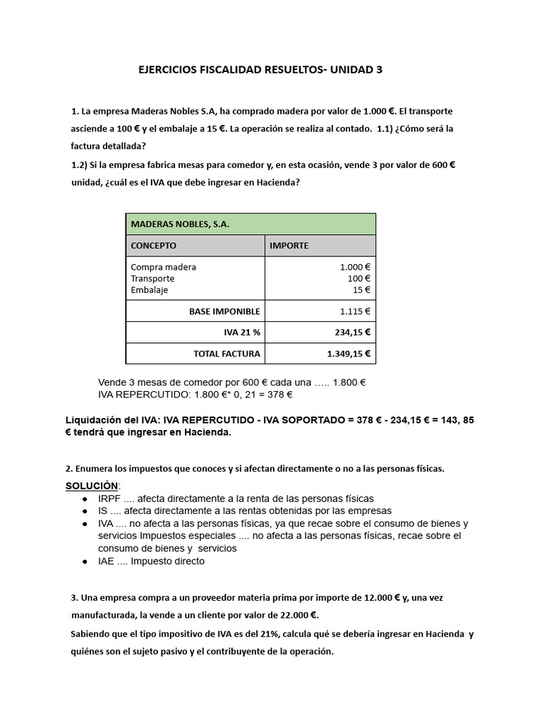Ejercicios Resueltos de IVA | PDF | Impuestos | Impuesto al valor agregado