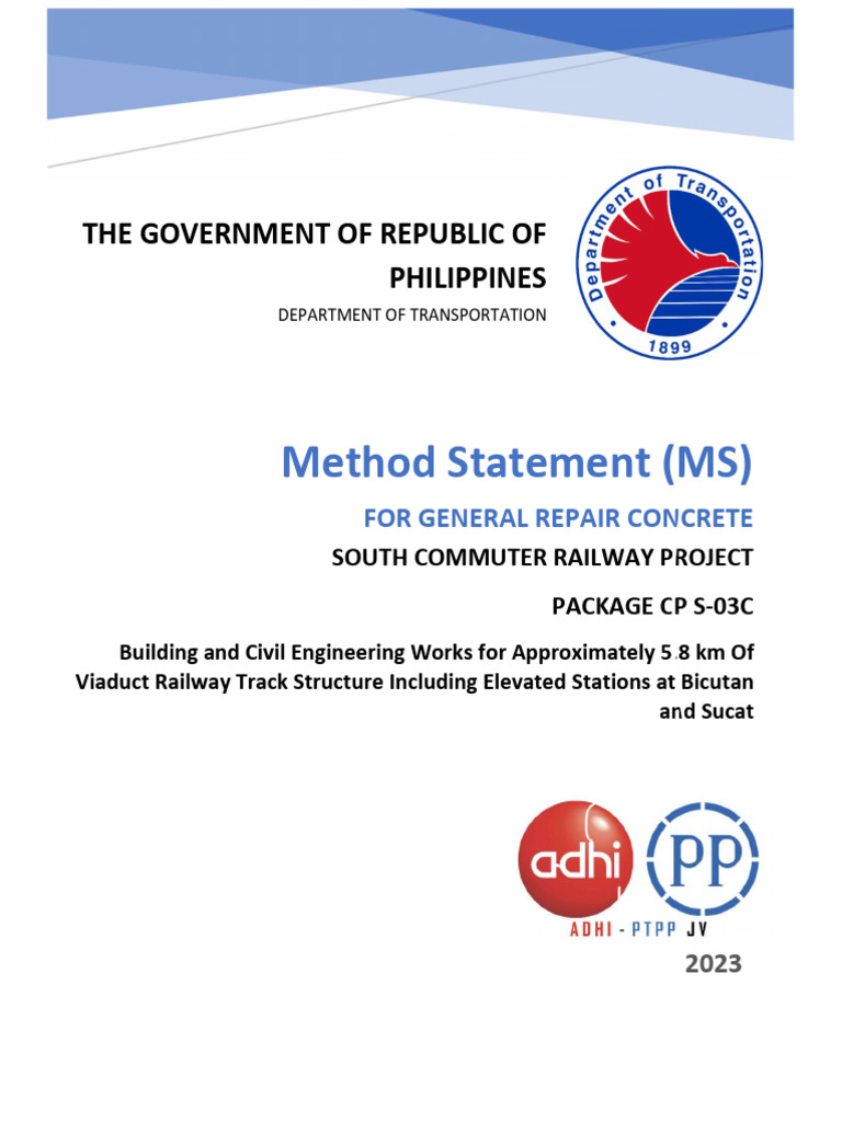 Method Statement for Concrete Repair | PDF | Concrete | Building Technology
