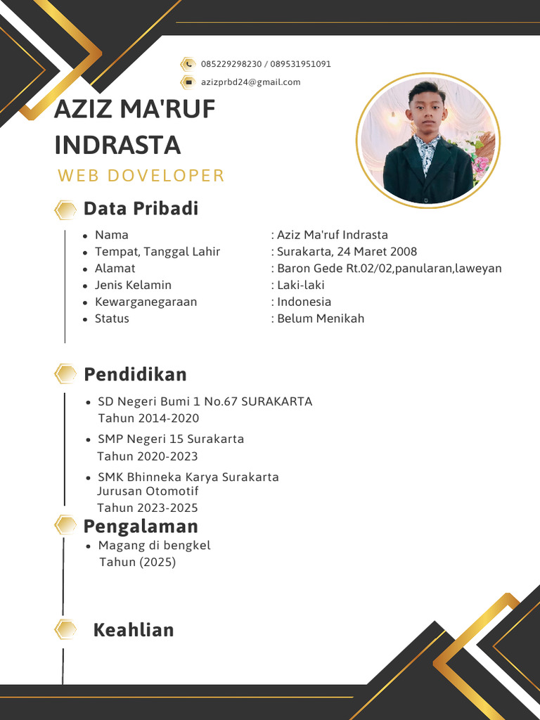 Profil Web Developer Aziz Ma'ruf | PDF