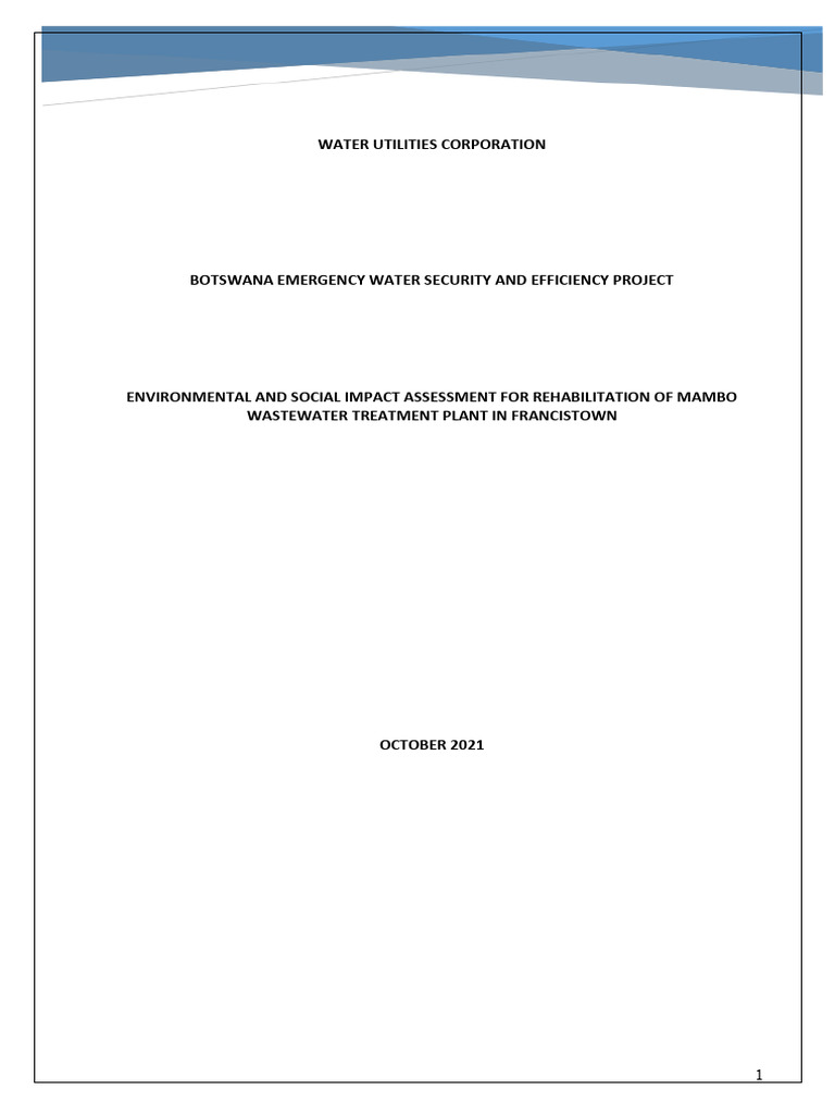 Mambo Wastewater Treatment Impact Assessment | PDF | Water Pollution ...