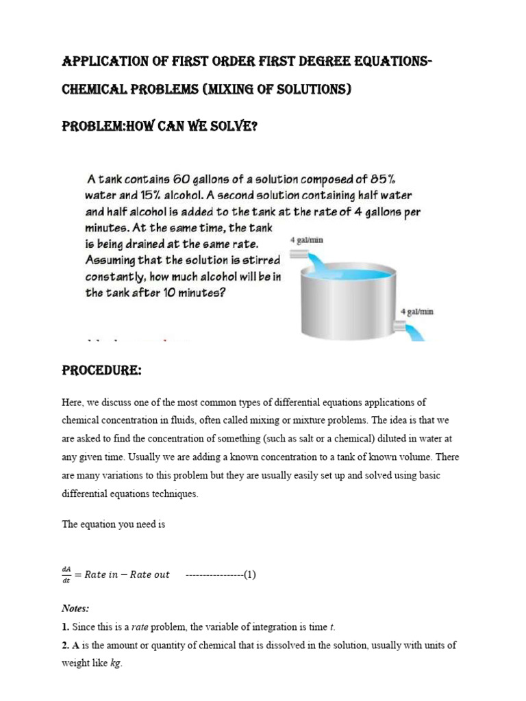 Mixing Solutions: Differential Equations | PDF | Discharge (Hydrology ...