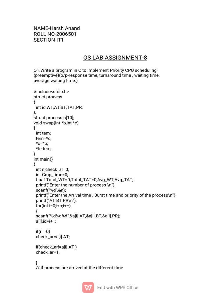 Os Lab Assignment 8 | PDF | Computer Programming | Computer Standards