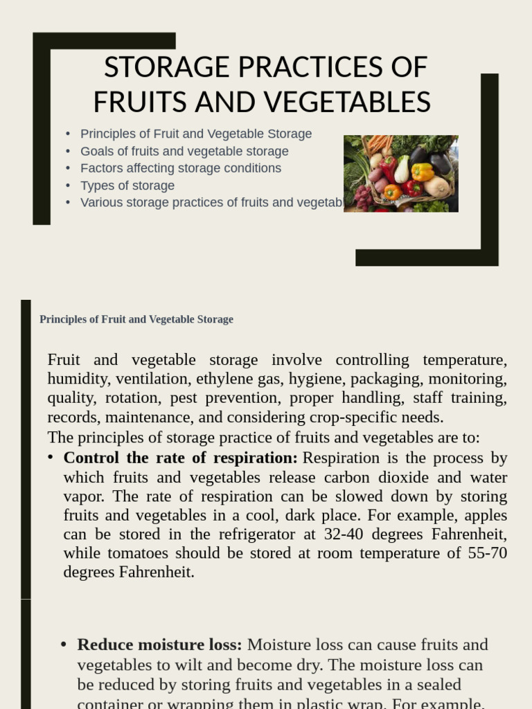 Effective Storage Practices for Produce | PDF | Vegetables