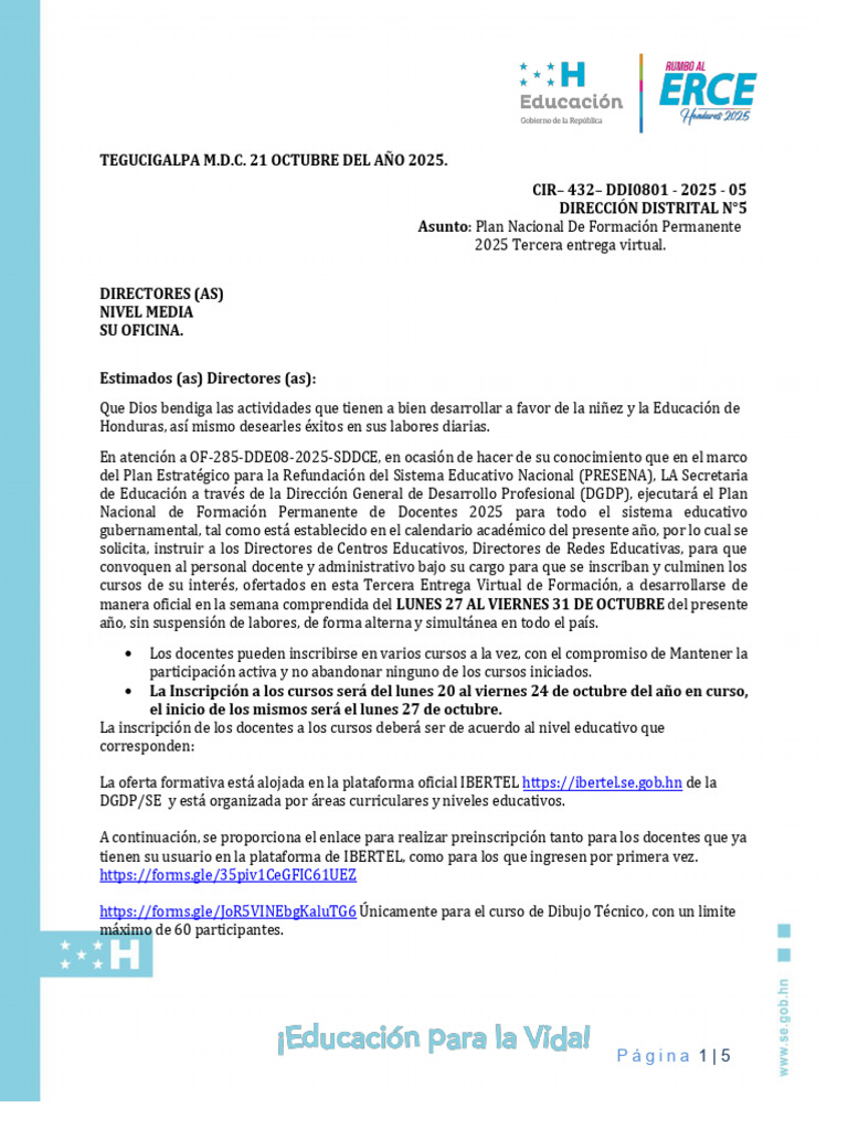 Formación Docente Virtual 2025 en Honduras | PDF