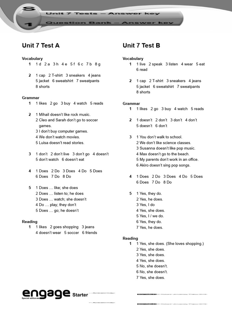Unit 7 Vocabulary and Grammar Test | PDF