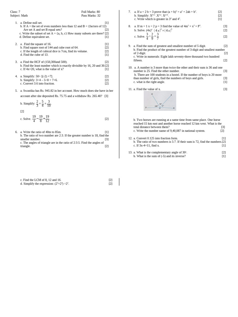 Mathematics Question Paper | PDF | Numbers | Mathematics