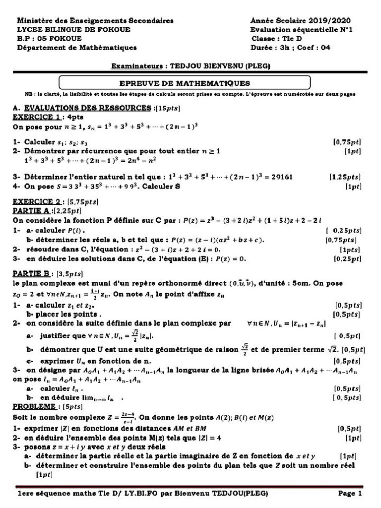 Épreuve de Math TD | PDF