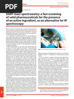 DART Mass Spectrometry A Fast Screening of Solid Pharmaceuticals For The Presence of An Active Ingredient, As An Alternative For IR Spectros