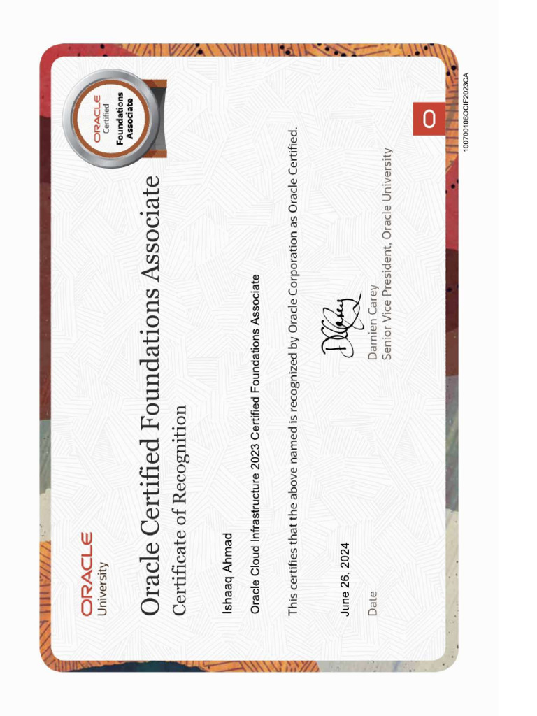 Oracle Certificate | PDF