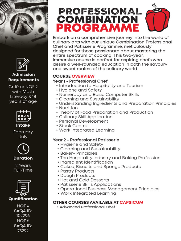 Culinary Arts Professional Program | PDF | Cooking | Chef